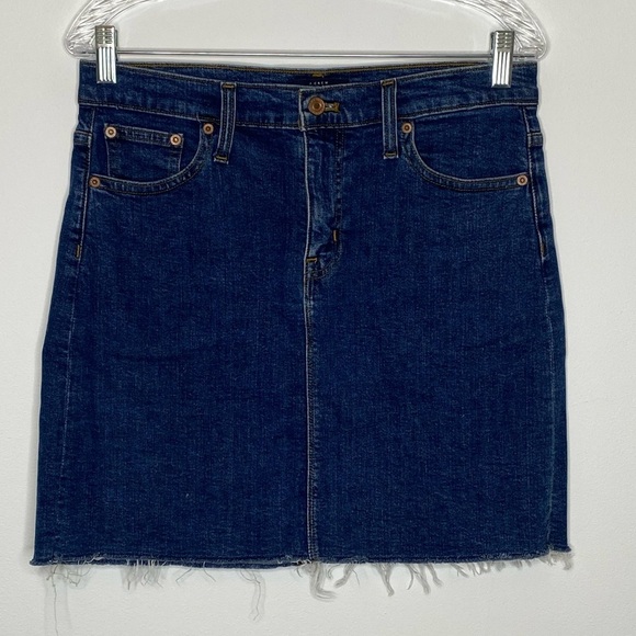 J. Crew Mercantile Raw Hem Denim Skirt - Picture 1 of 9